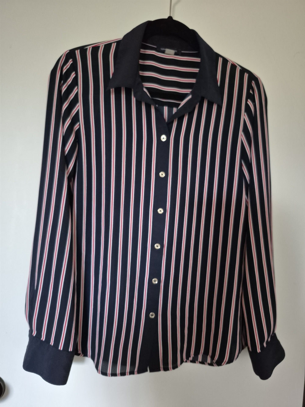Tommy Hilfiger Navy Button-Down with Pink and White Stripes